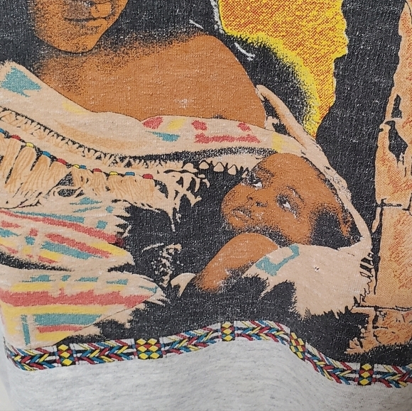 Vintage One Of A Kind Native American Mother Child Gray Single Stitch Tee Large - Picture 9 of 16